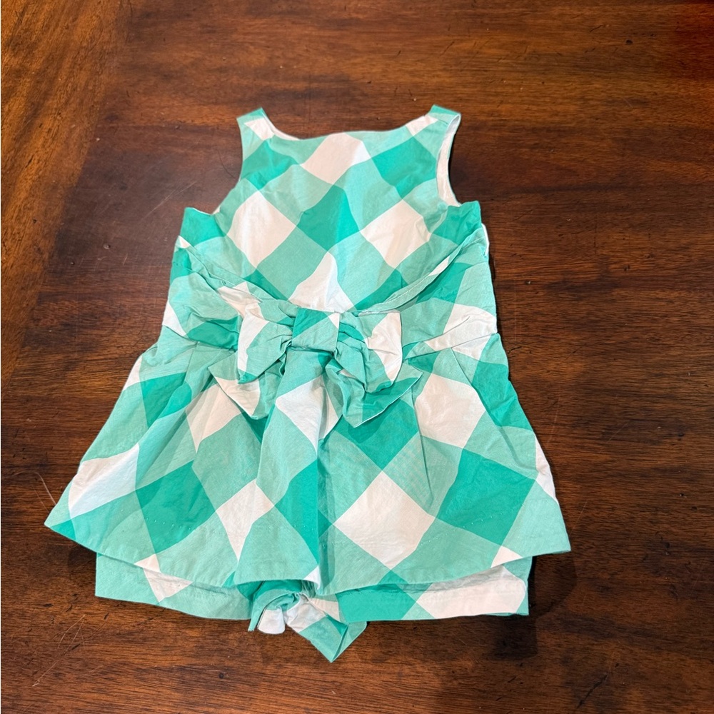 Janie and Jack Green and White Checkered Dress